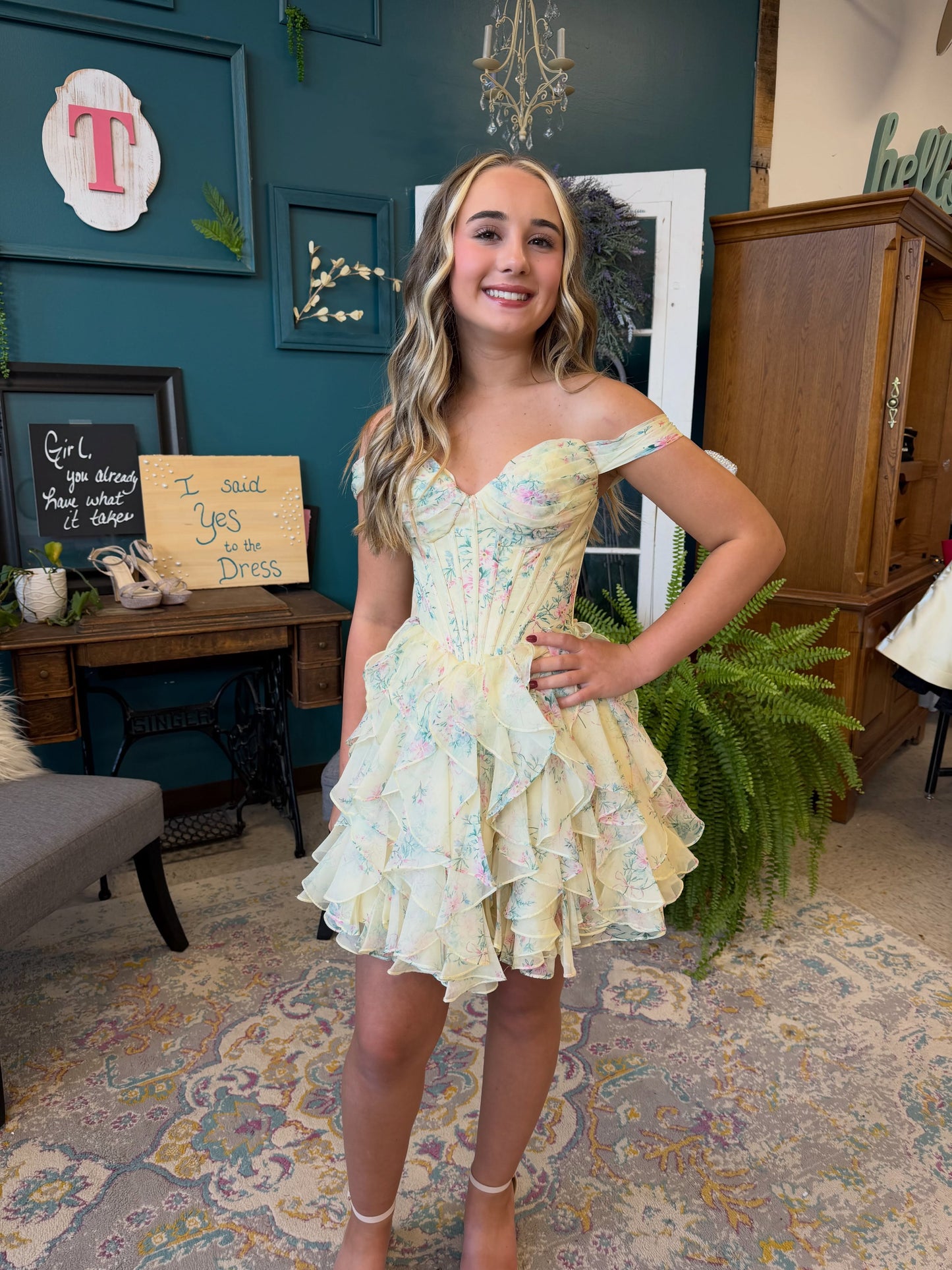 Floral Tiered Ruffle Off-the-Shoulder Mini Dress