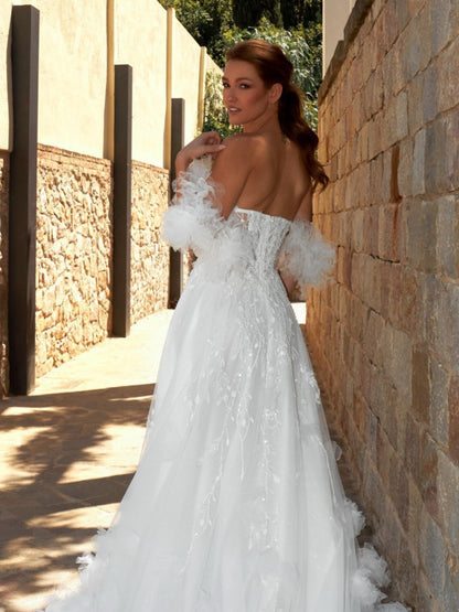 Off-Shoulder Corset A-Line Wedding Dress