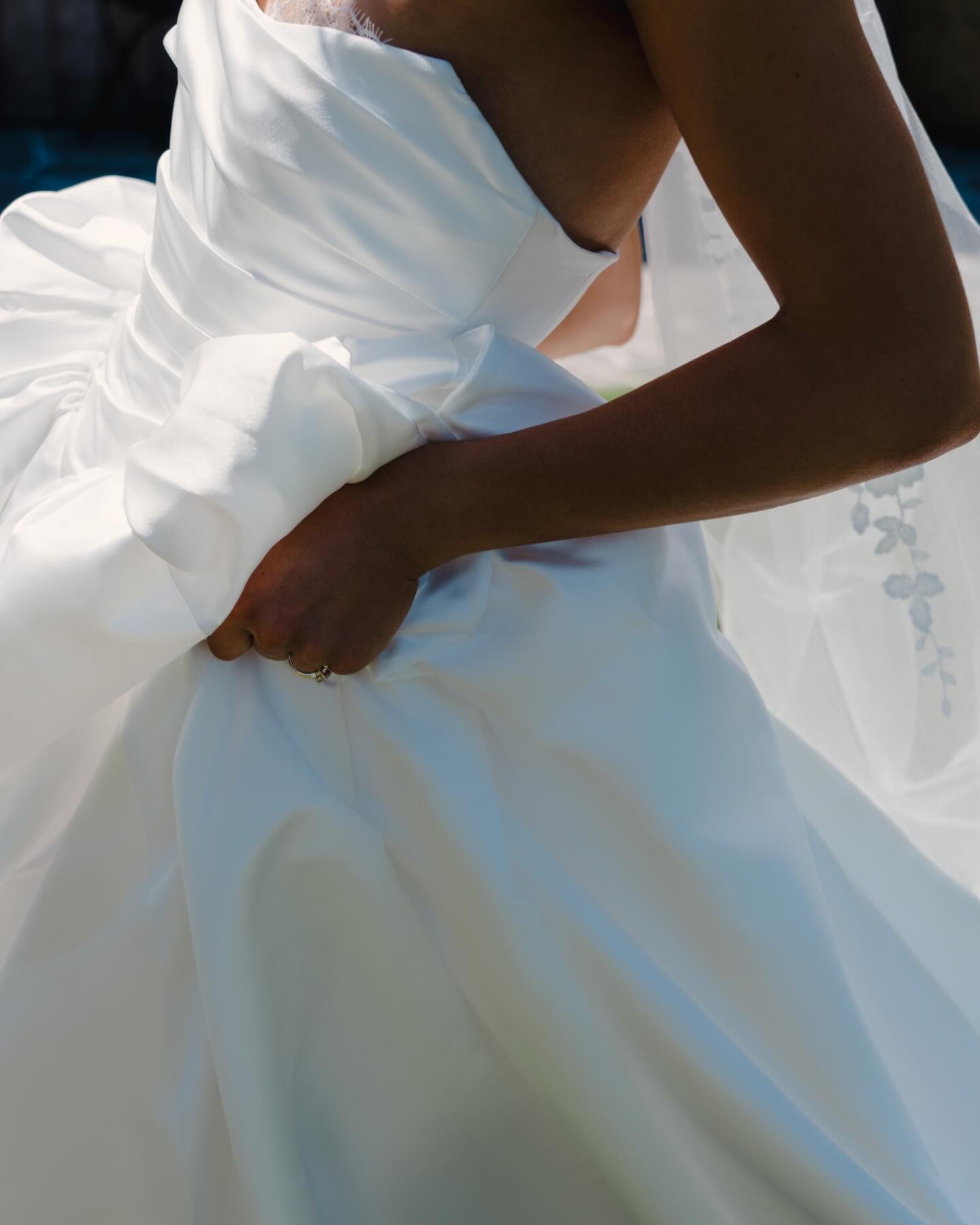 Strapless Ruched Satin Ball Gown Wedding Dress