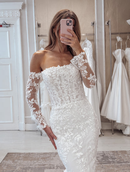 Illusion Lace Long Sleeve Mermaid Wedding Gown