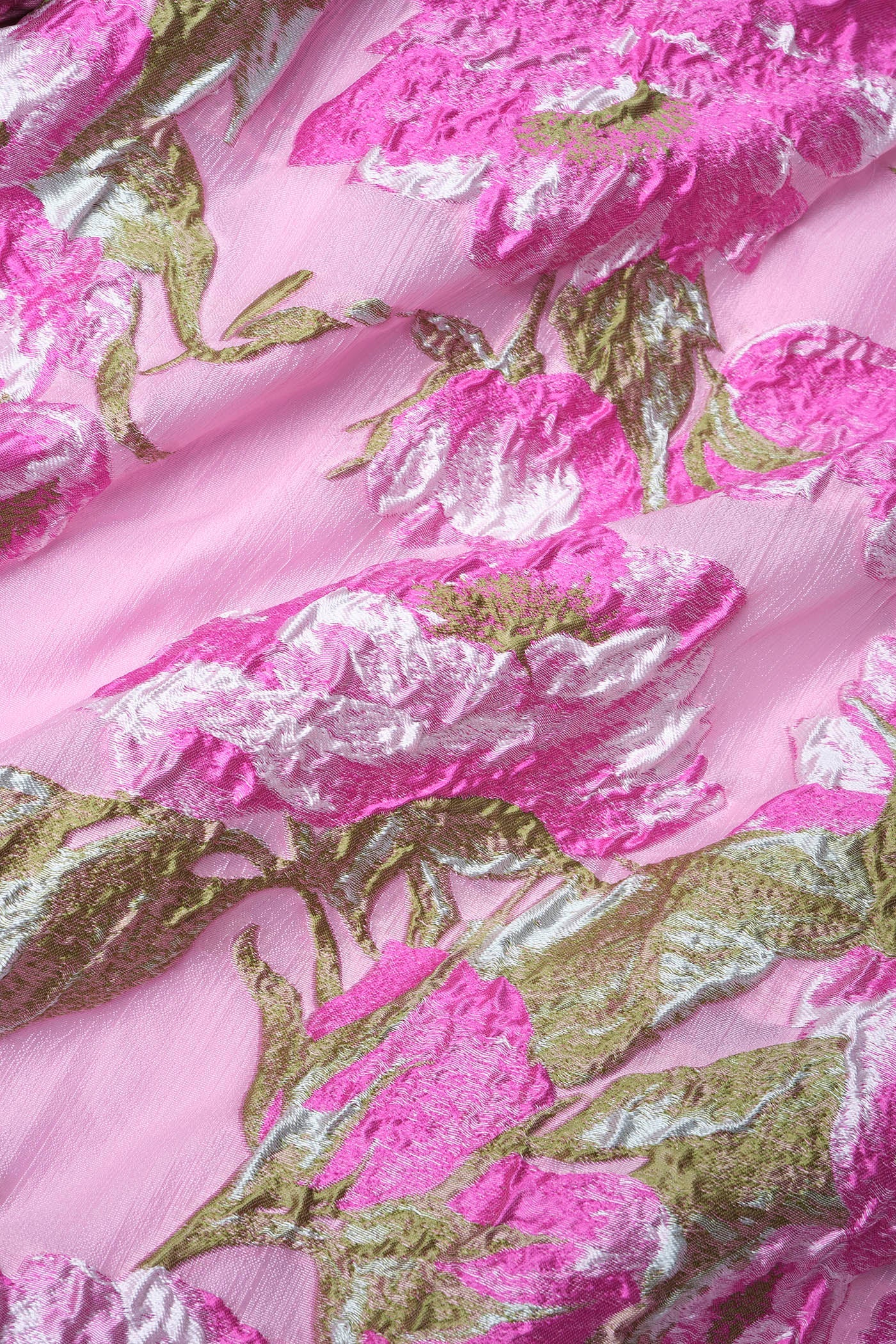 Collared Floral Jacquard A-Line Midi Dress