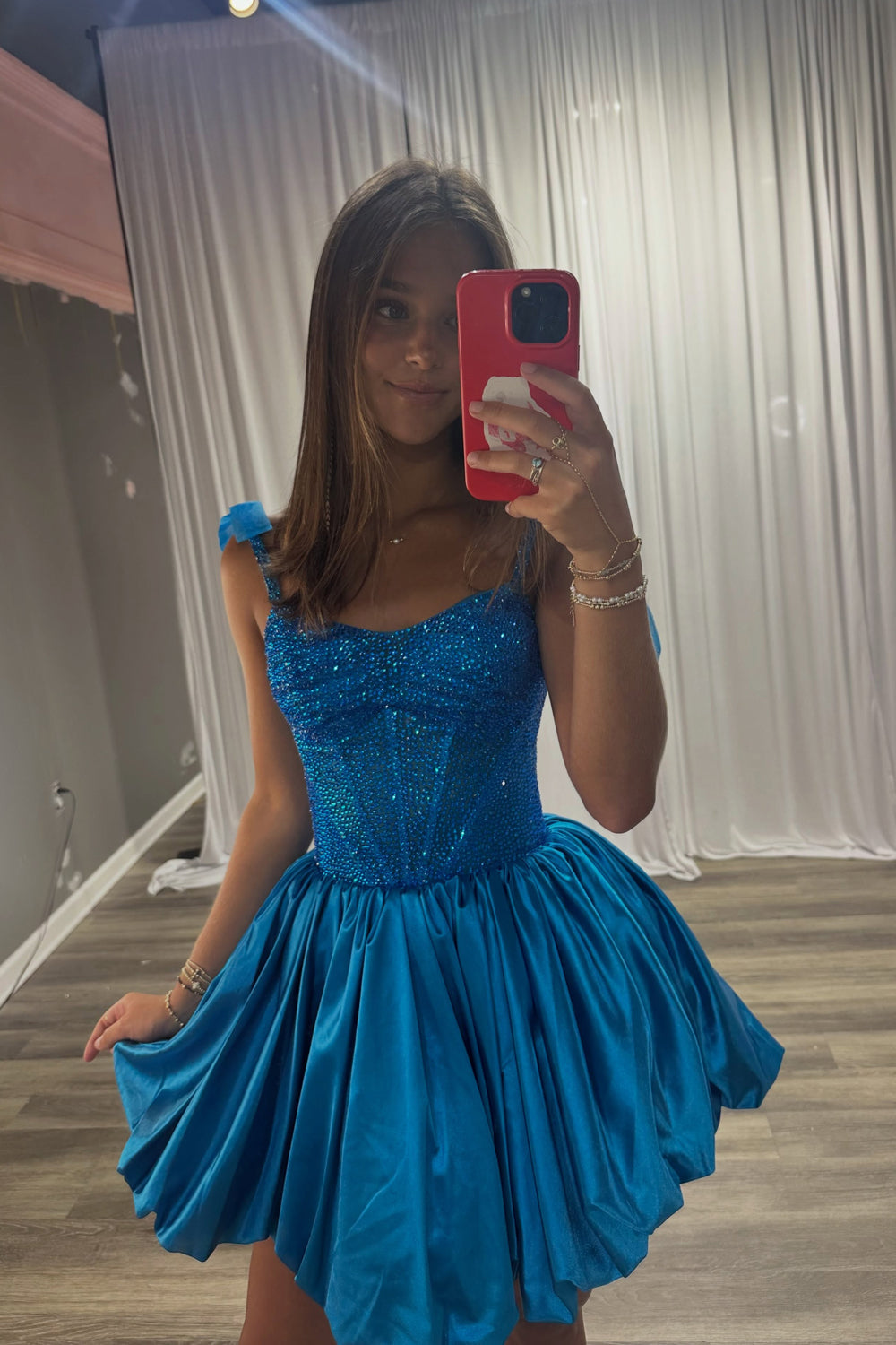 Beaded Corset Bubble Skirt Mini Dress