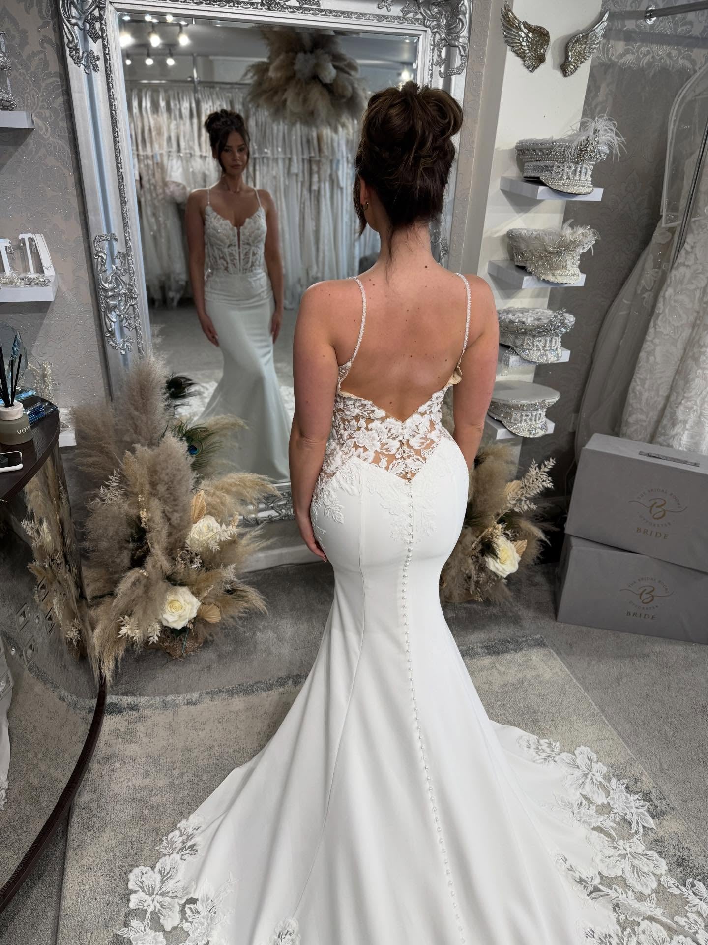 Lace Corset Mermaid Wedding Dress with Chapel Train
