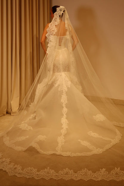 Strapless Lace Mermaid Corset Wedding Dress