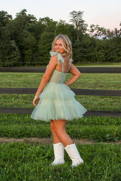 Tiered Tulle Corset Homecoming Mini Dress
