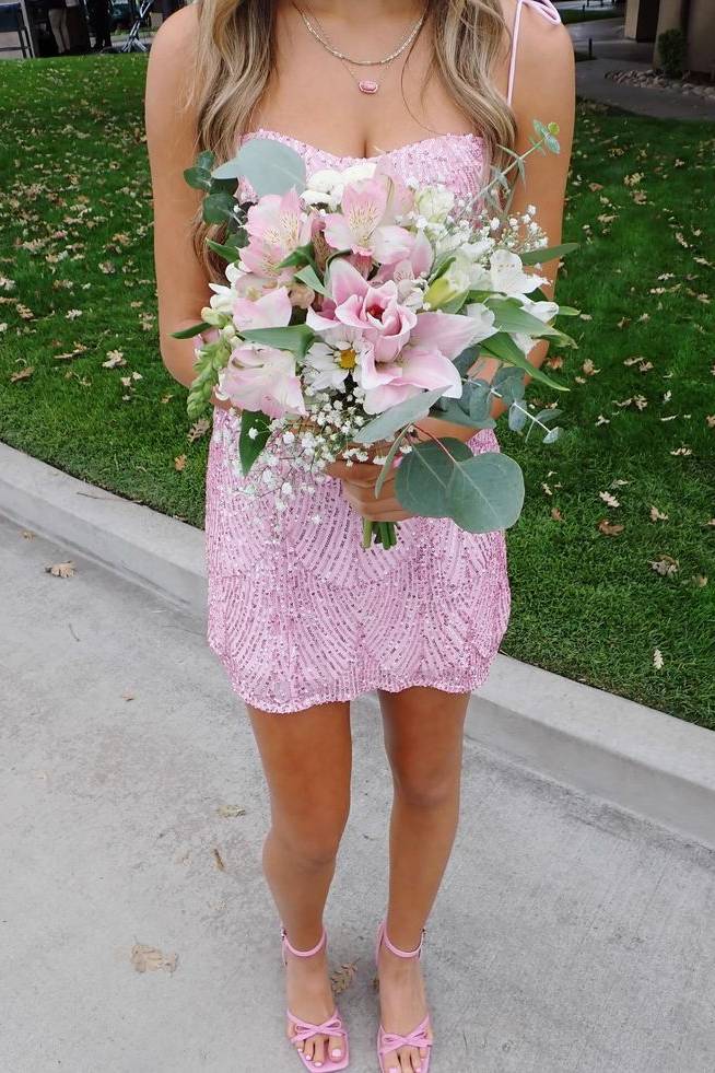 Sweetheart Sequined Bodycon Mini Dress