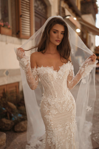 Romantic Off-the-Shoulder Lace Mermaid Bridal Gown