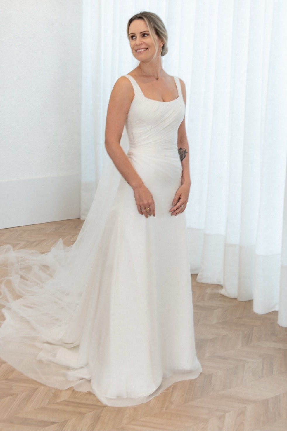 Minimalist Square Neck A-Line Wedding Dress