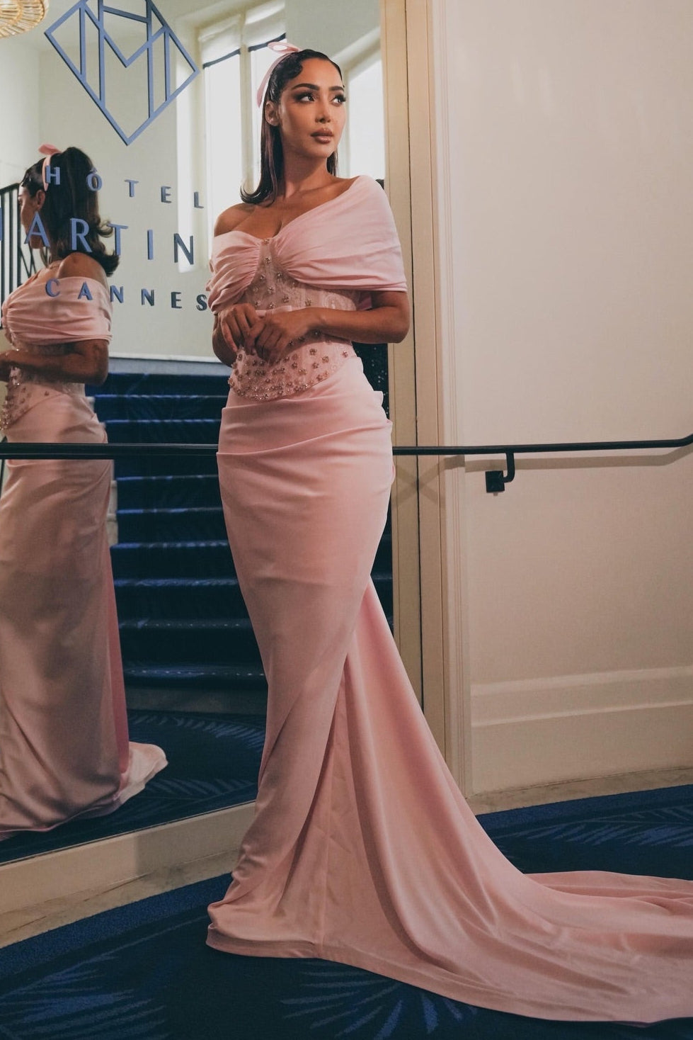 Off-the-Shoulder Mermaid Gown with Lace Corset