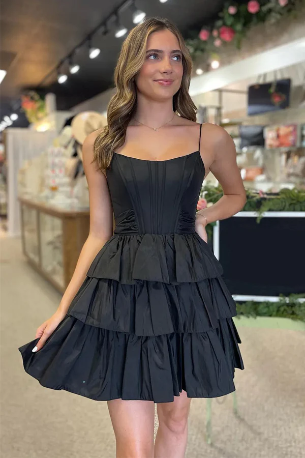 Spaghetti Strap Tiered Corset Mini Dress