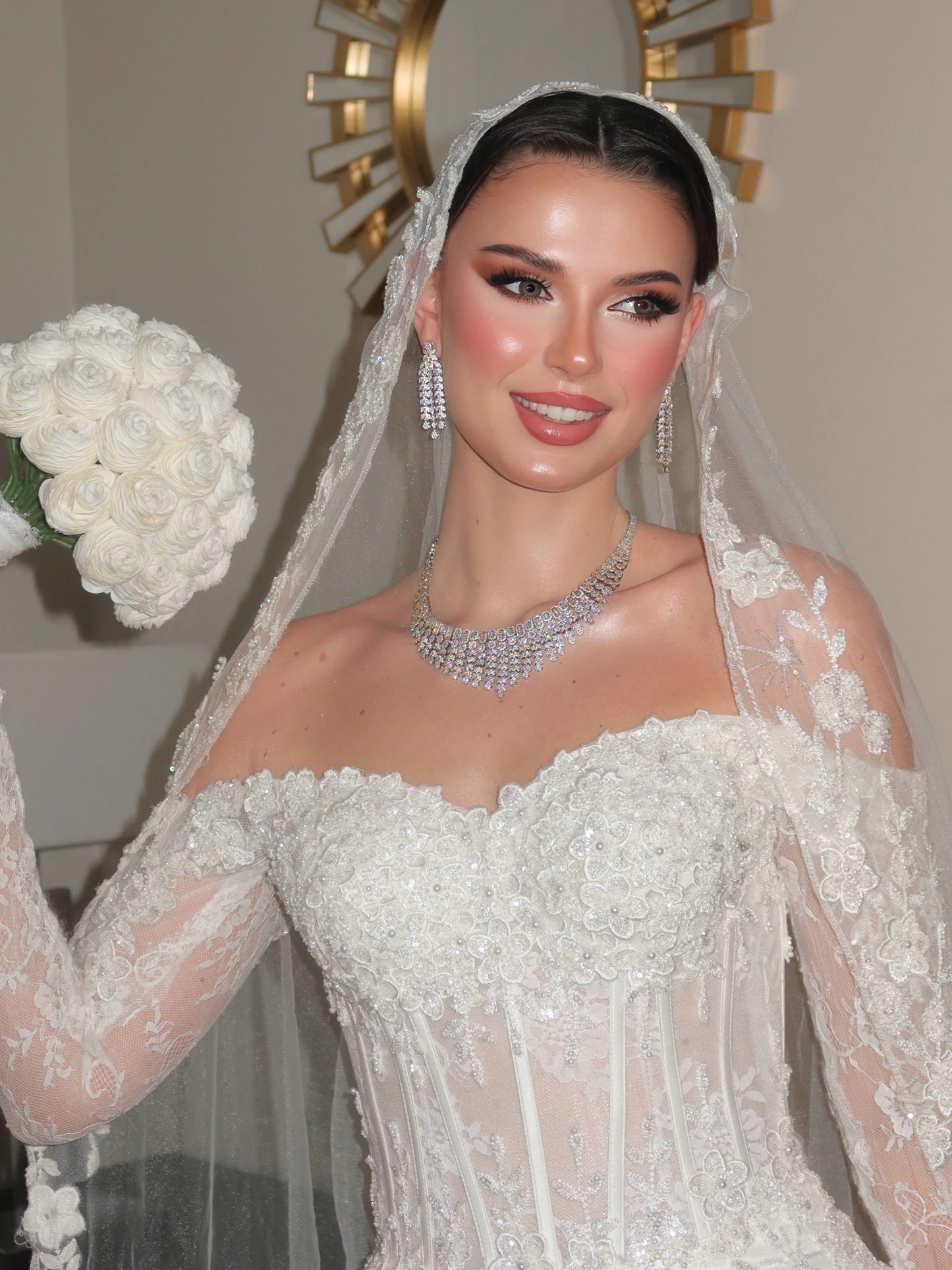 Long Sleeve Corset Lace Mermaid Wedding Dress