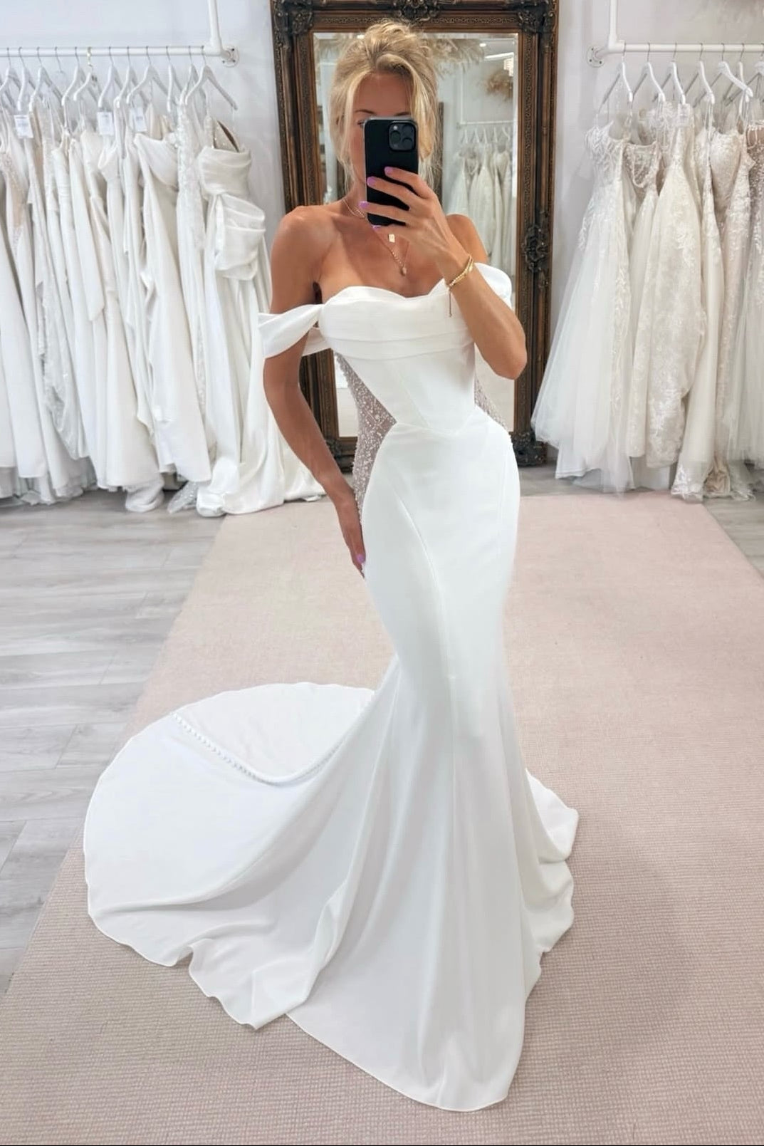 Strapless Mermaid Wedding Dress with Beaded Cutouts