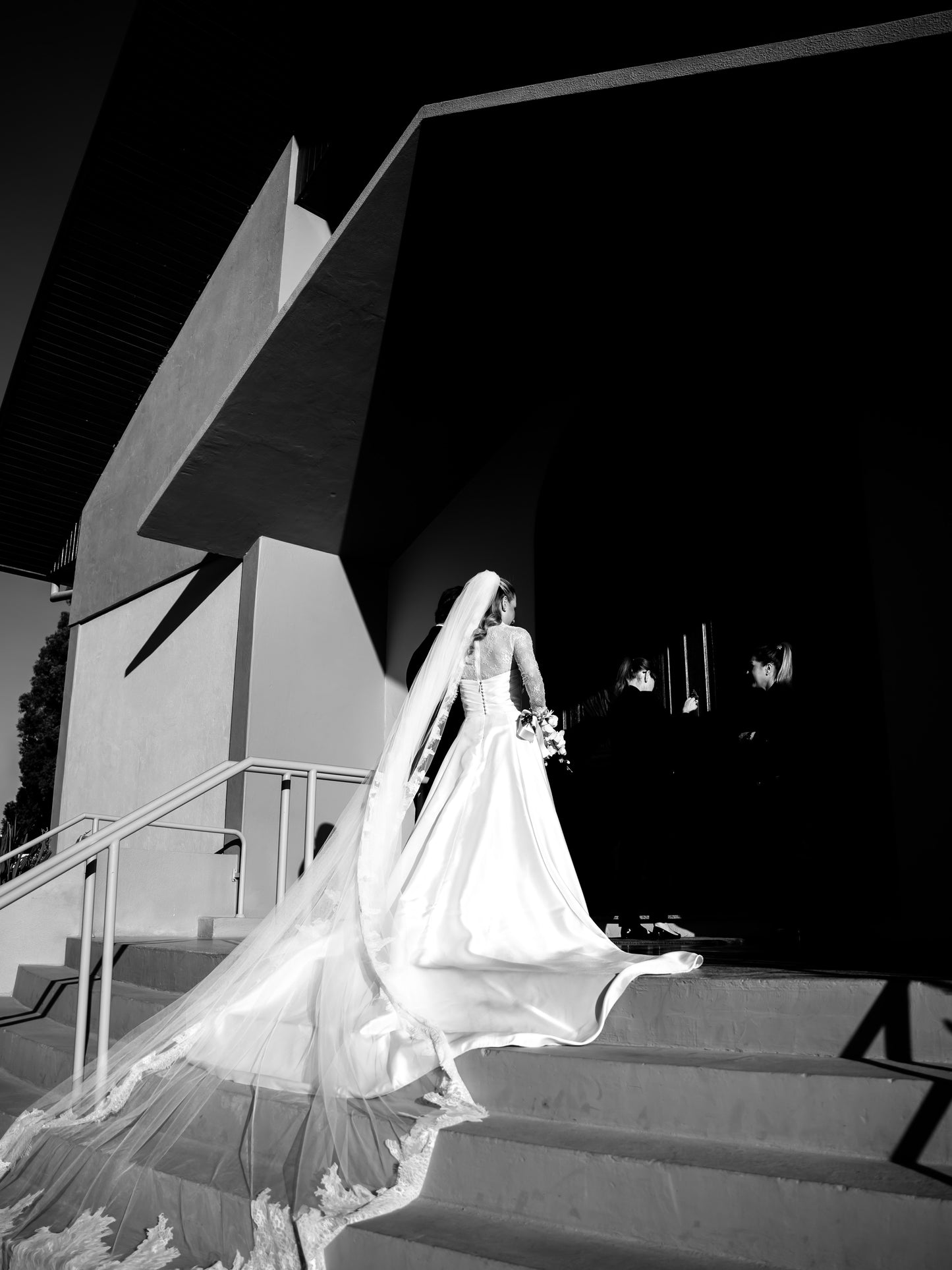 Long Sleeve Lace and Satin A-Line Bridal Gown
