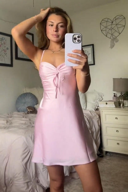 Satin Tie-Front Mini Dress with Convertible Straps