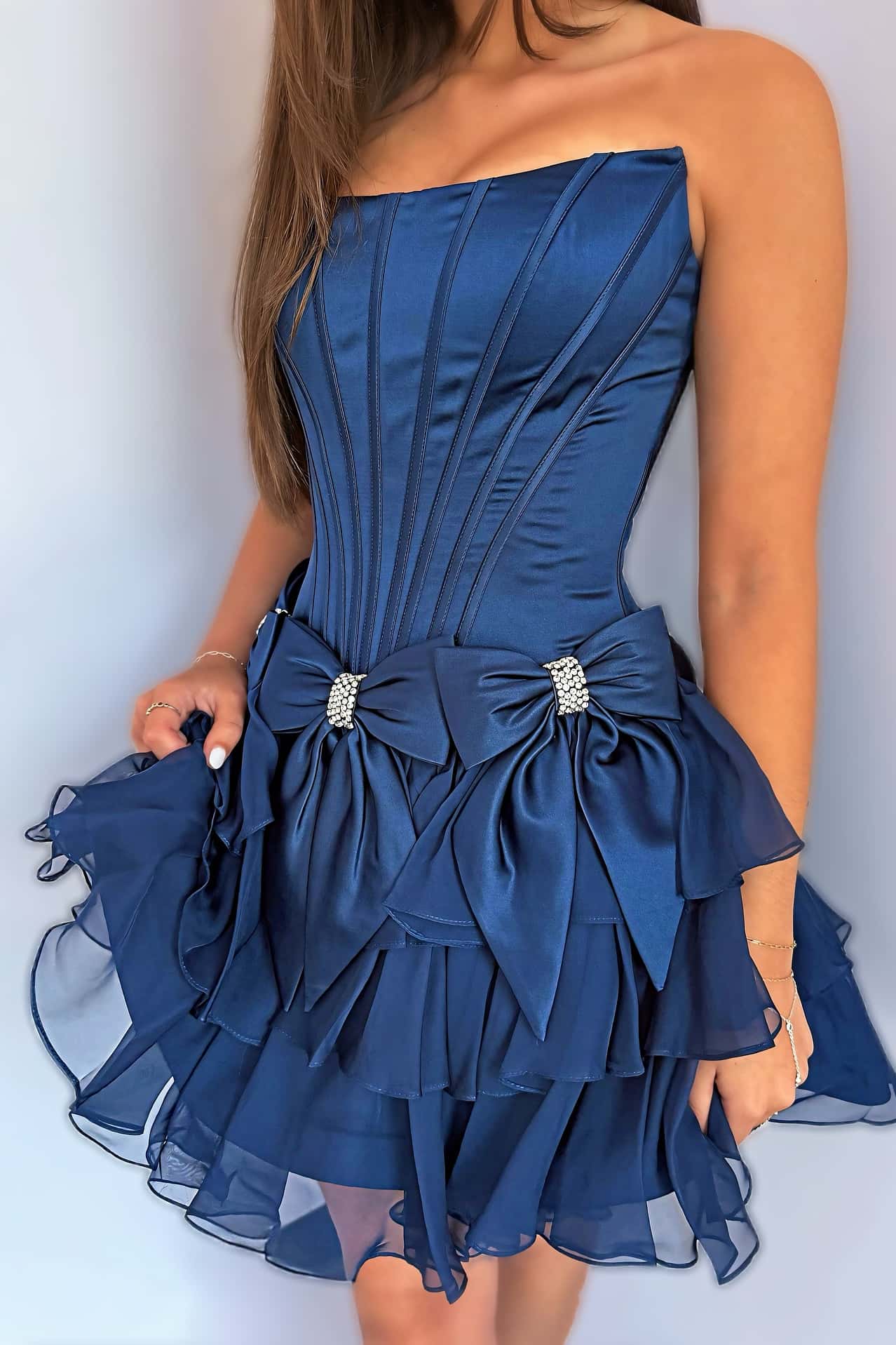 Strapless Corset Ruffled Mini Homecoming Dress