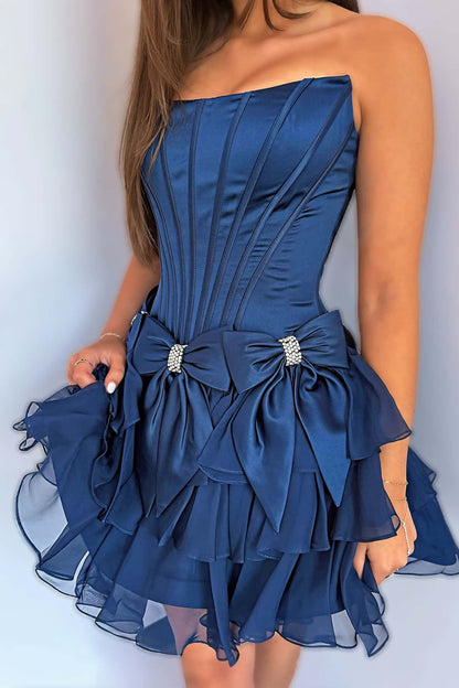 Strapless Corset Ruffled Mini Homecoming Dress
