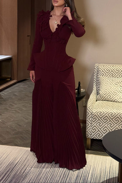 Elegant 3D Floral Peplum Two-Piece Pantsuit