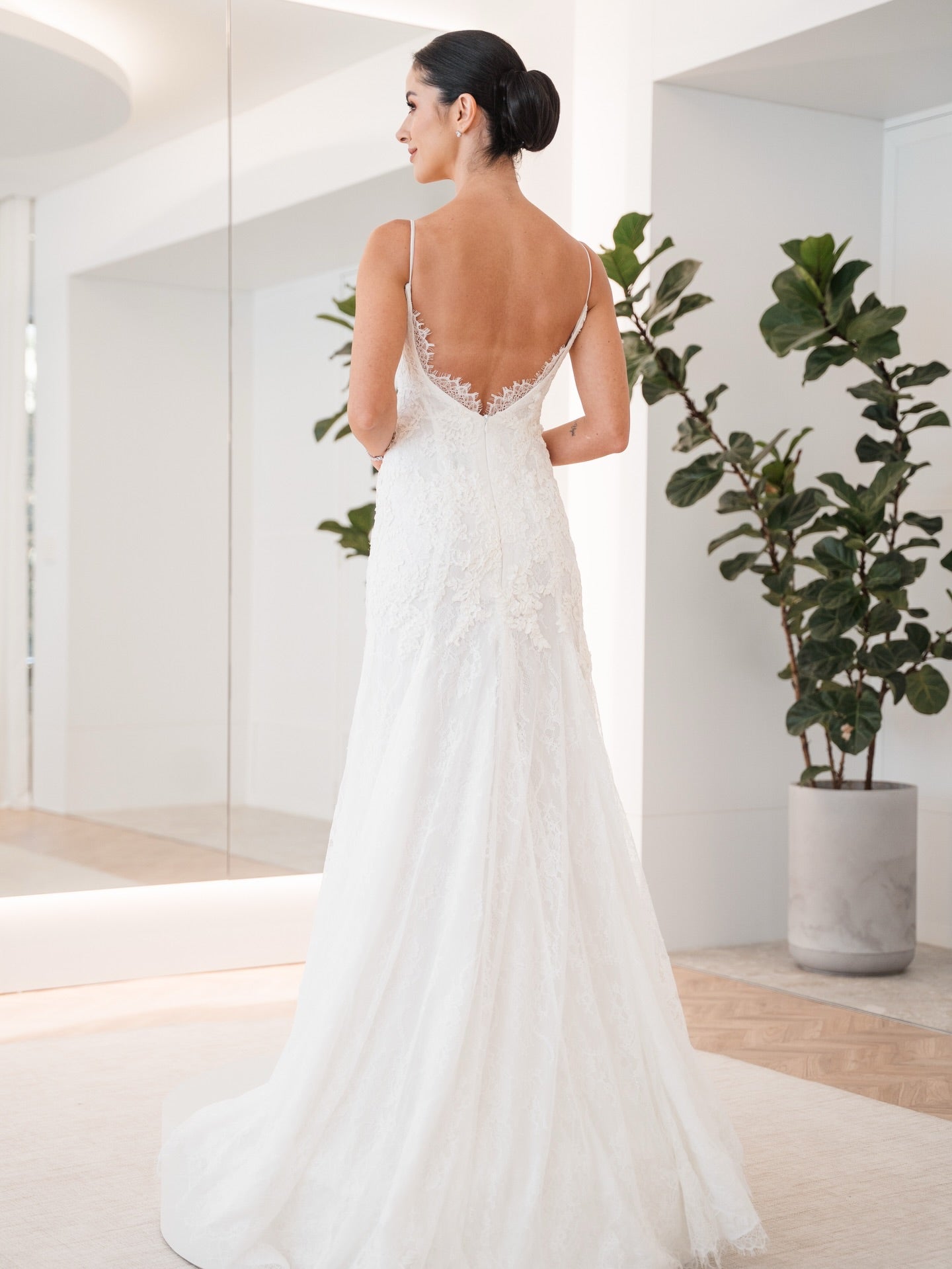 Lace Fit and Flare Wedding Dress with Low Back