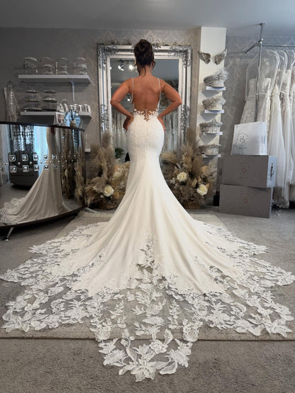 Mermaid Lace Bodice Wedding Dress with Spaghetti Straps