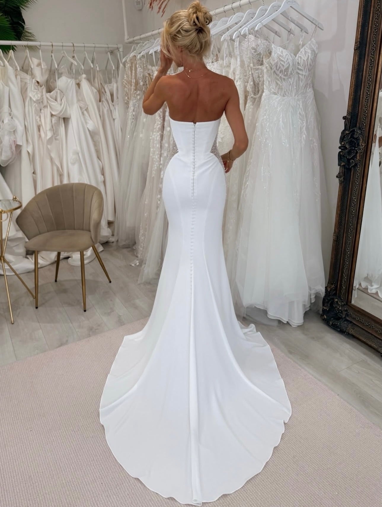 Strapless Mermaid Wedding Dress with Beaded Cutouts