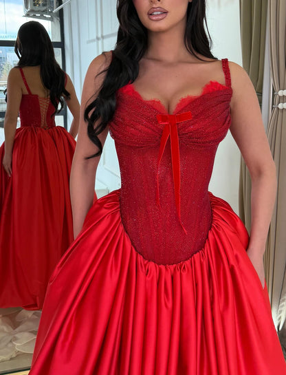 Glitter Corset Satin Ball Gown