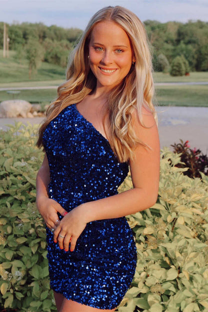 One-Shoulder Sequin Bodycon Mini Dress