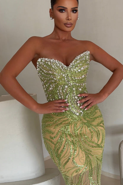 Strapless Crystal Corset Mermaid Gown