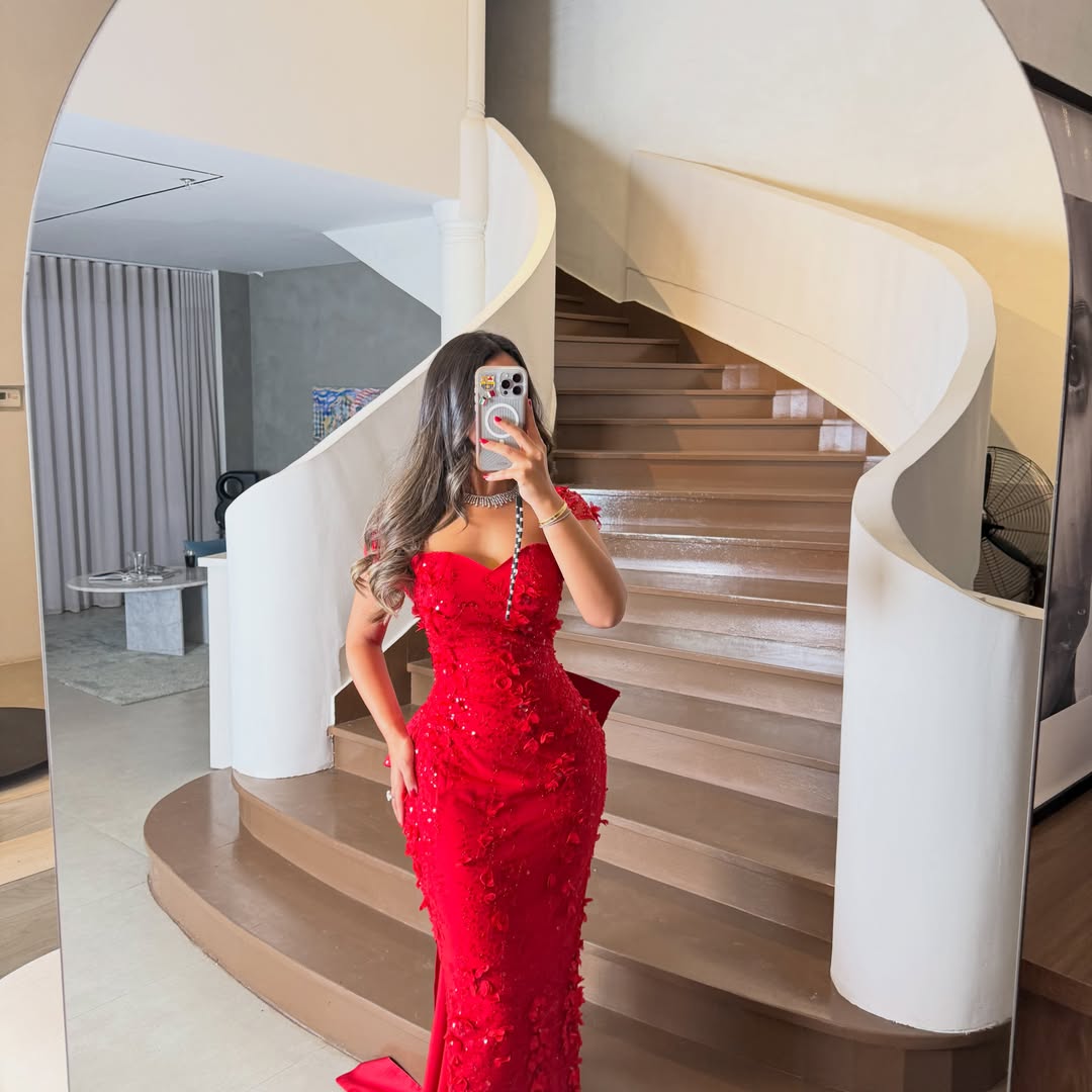 Embellished Gown with 3D Florals and Train