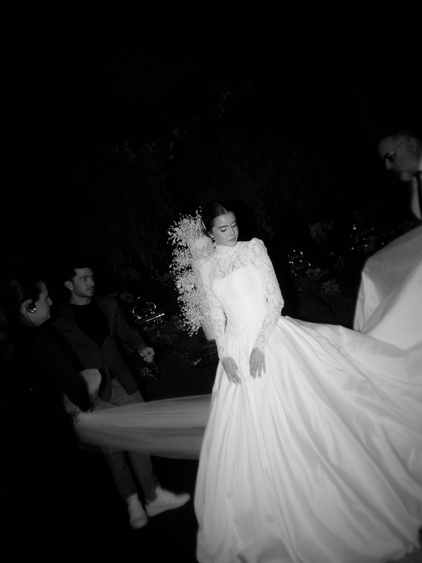 Long Sleeve Lace Bodice Ball Gown Wedding Dress