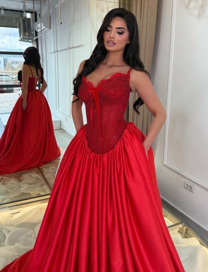 Glitter Corset Satin Ball Gown