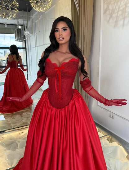 Glitter Corset Satin Ball Gown