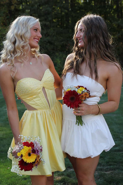 Strapless Corset Satin A-Line Homecoming Dress