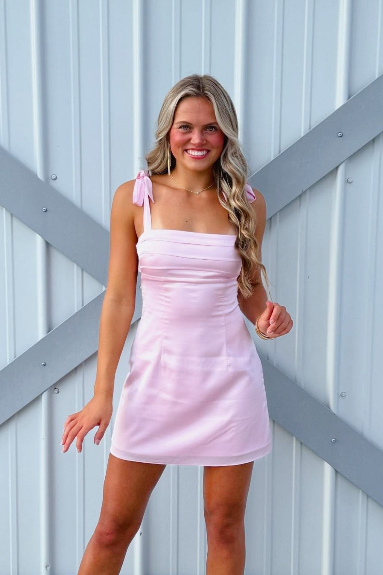 Satin Tie-Strap Open Back Mini Dress