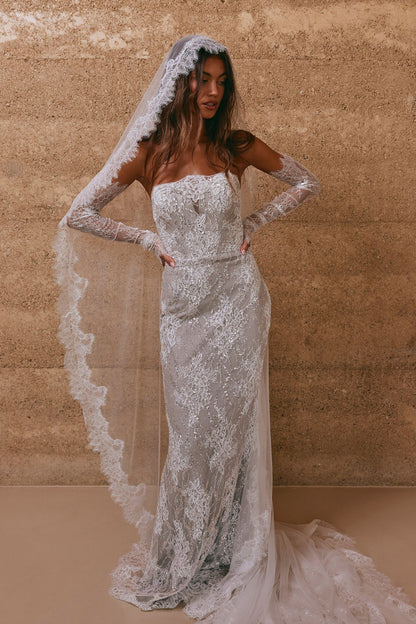 Strapless Lace Sheath Wedding Dress