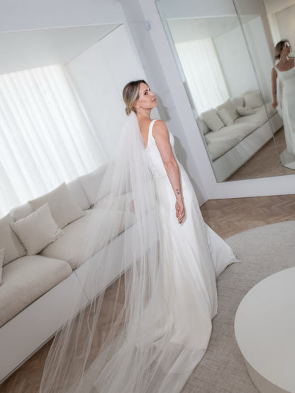 Minimalist Square Neck A-Line Wedding Dress