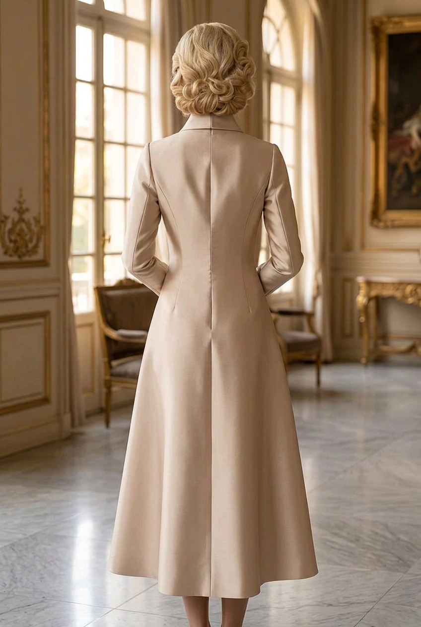 Collared Wrap A-Line Midi Coat Dress