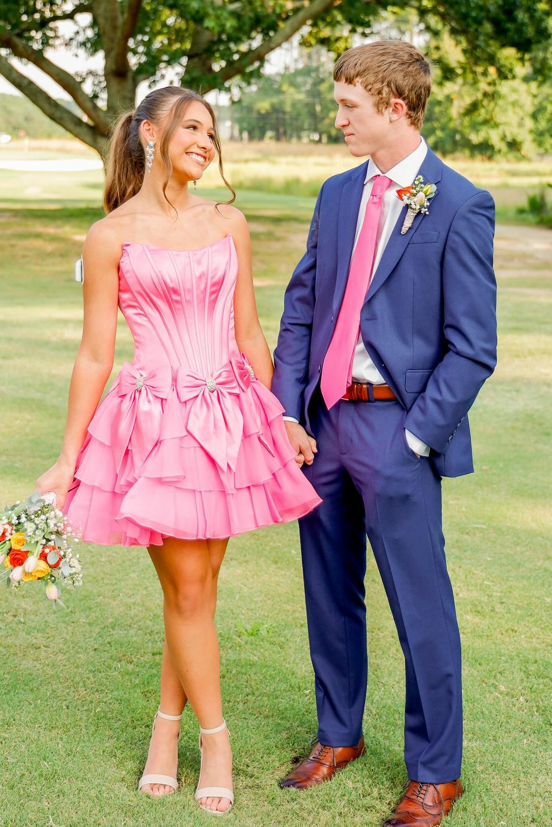 Strapless Corset Ruffled Mini Homecoming Dress