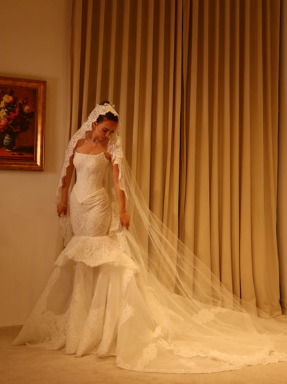 Strapless Lace Mermaid Corset Wedding Dress