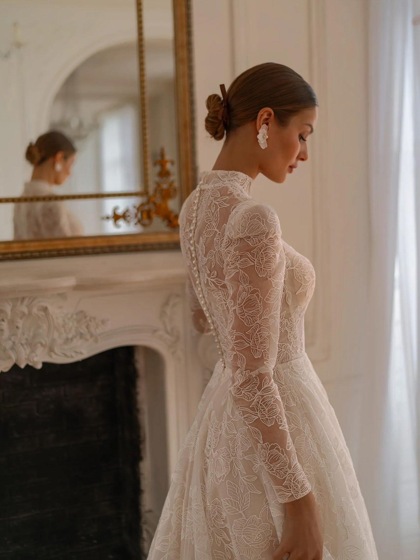 Illusion Lace Long Sleeve A-Line Wedding Dress