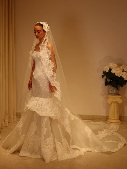 Strapless Lace Mermaid Corset Wedding Dress