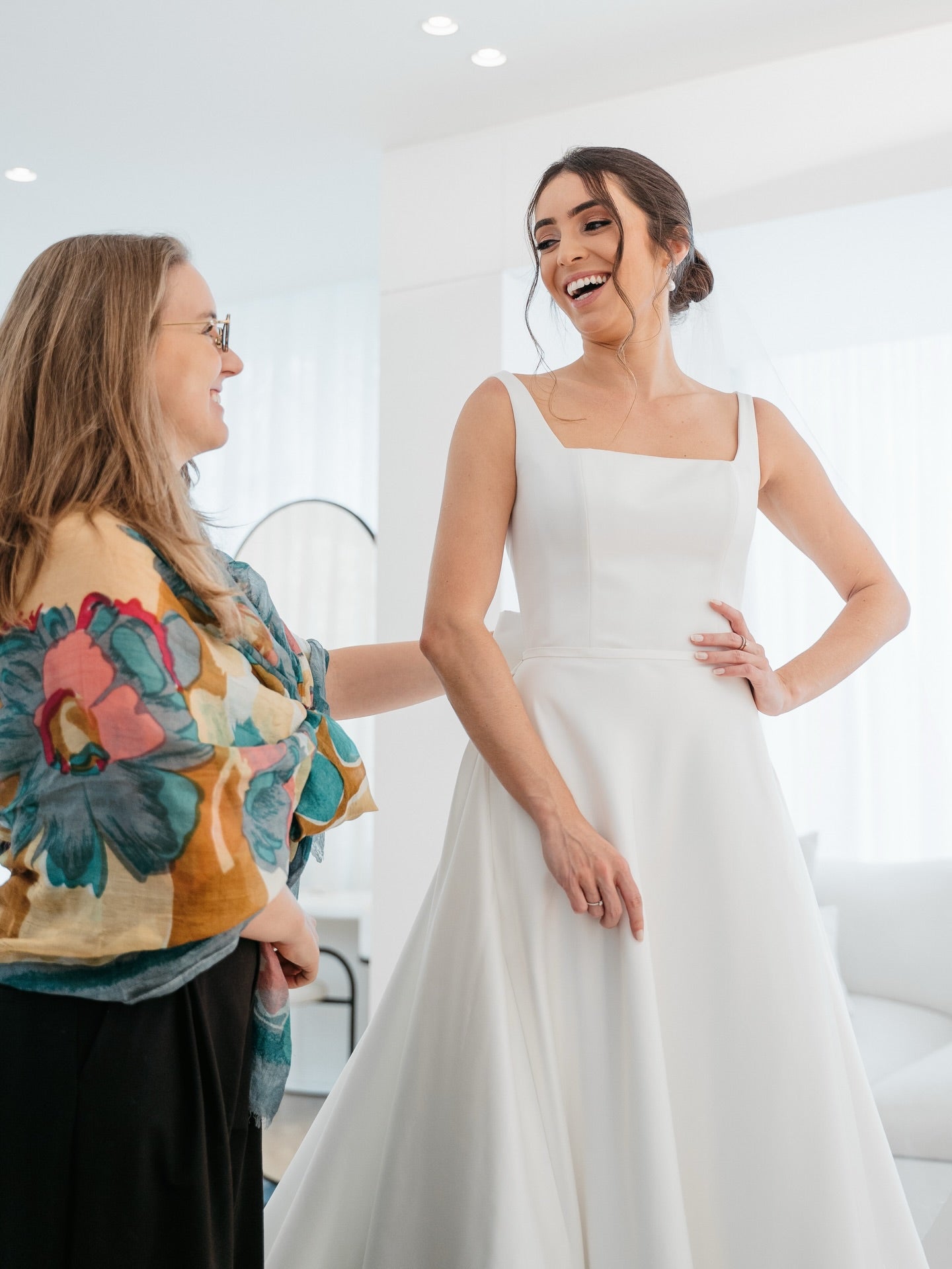 Square Neck A-Line Wedding Dress with Back Bow