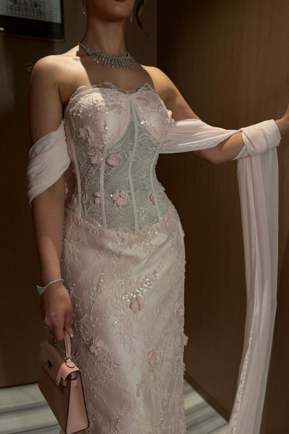 Corset Sweetheart Off-The-Shoulder Column Gown