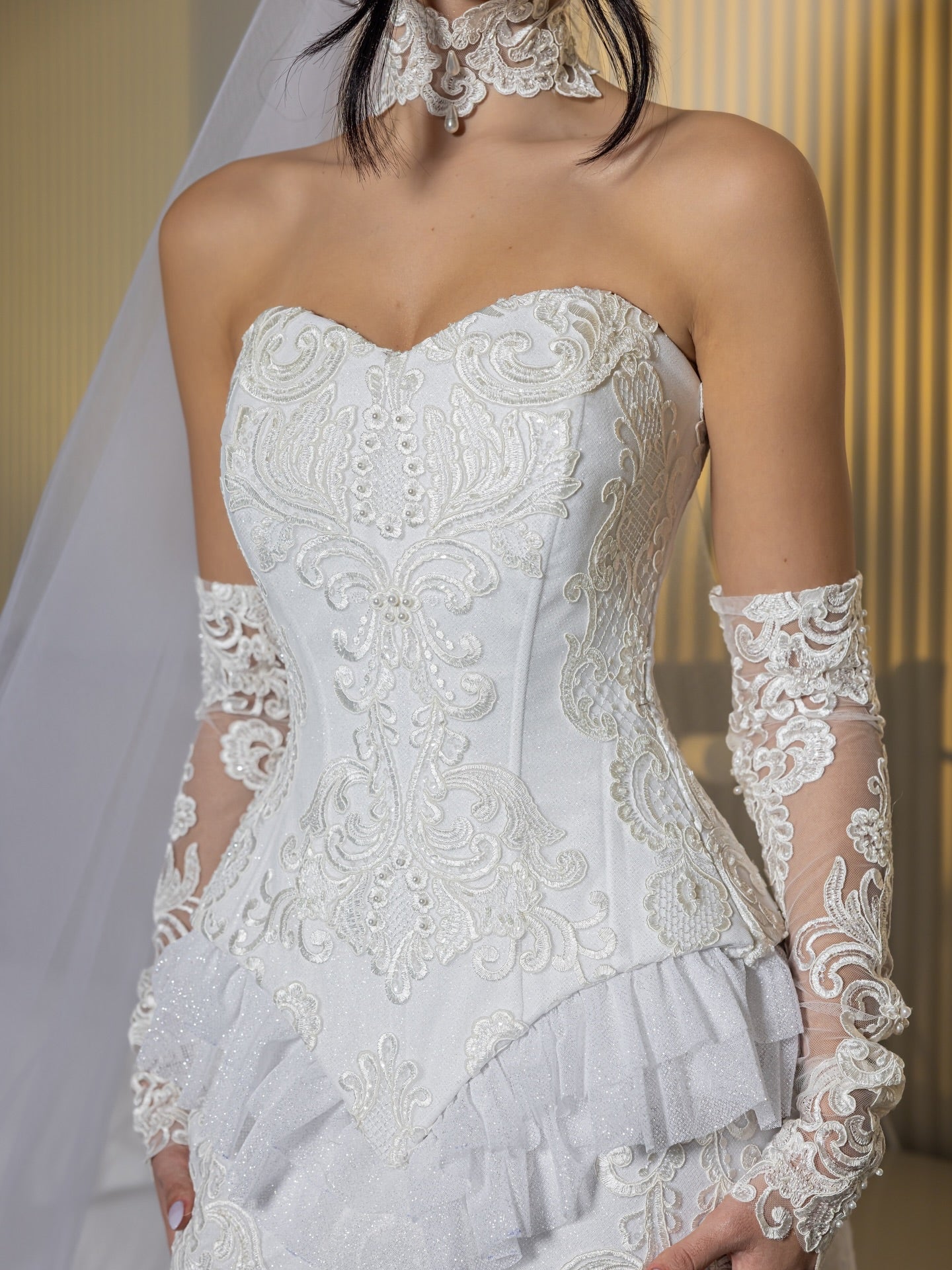 Lace Sweetheart Mermaid Wedding Dress with Train