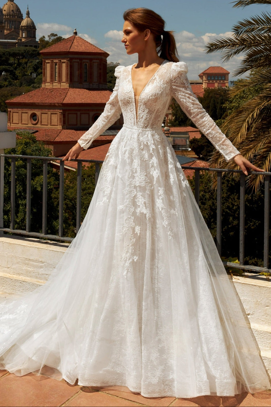 Long Sleeve Lace A-Line Wedding Dress
