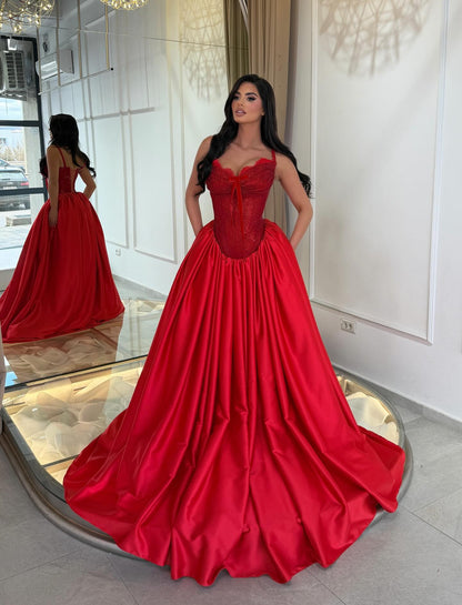 Glitter Corset Satin Ball Gown