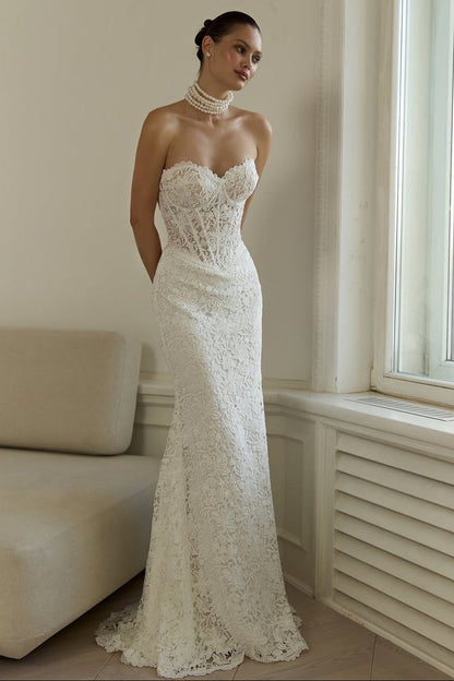 Strapless Lace Corset Mermaid Wedding Dress