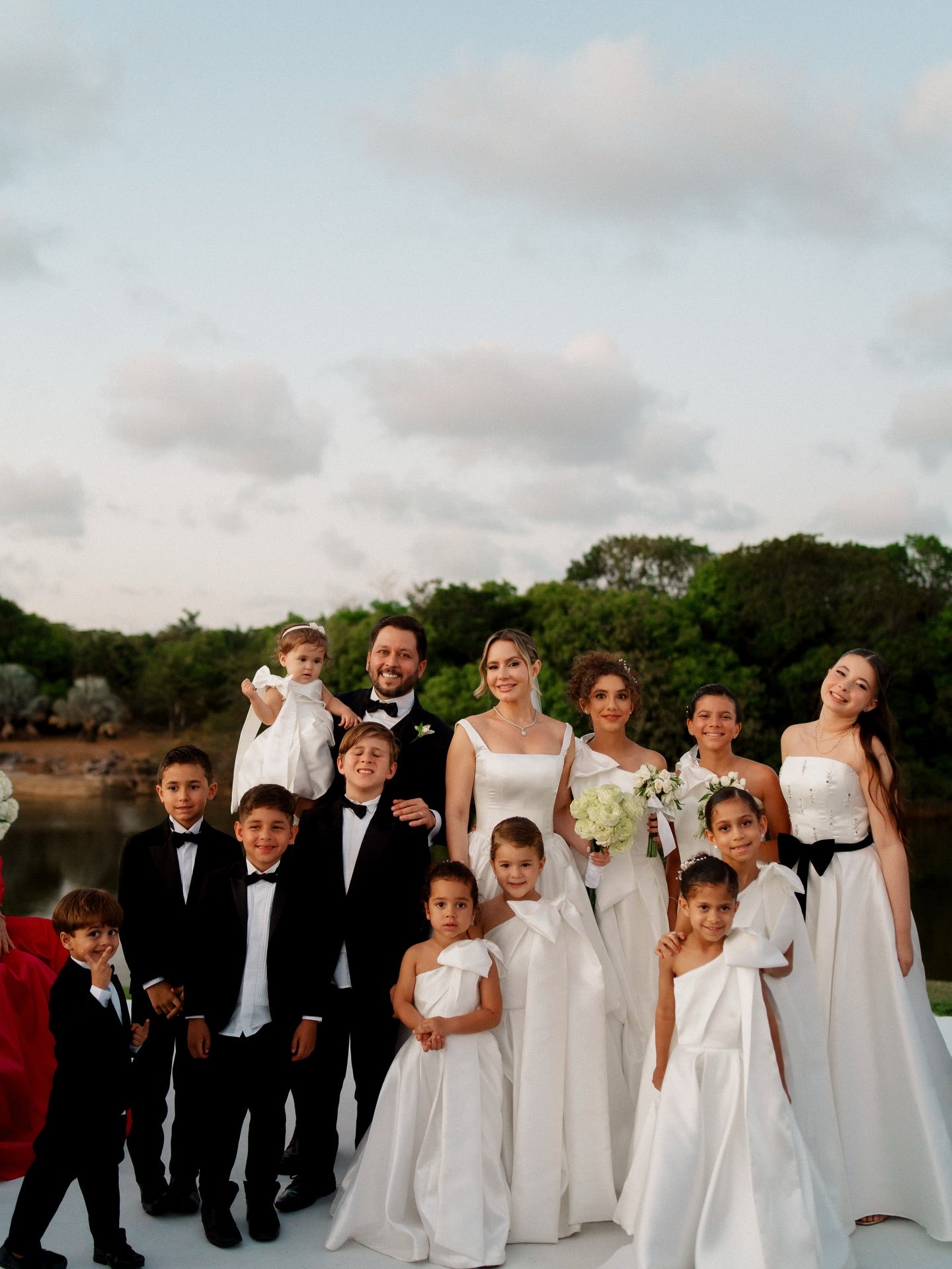 Satin Ball Gown with Tiered Skirt Cathedral Train Wedding Dress