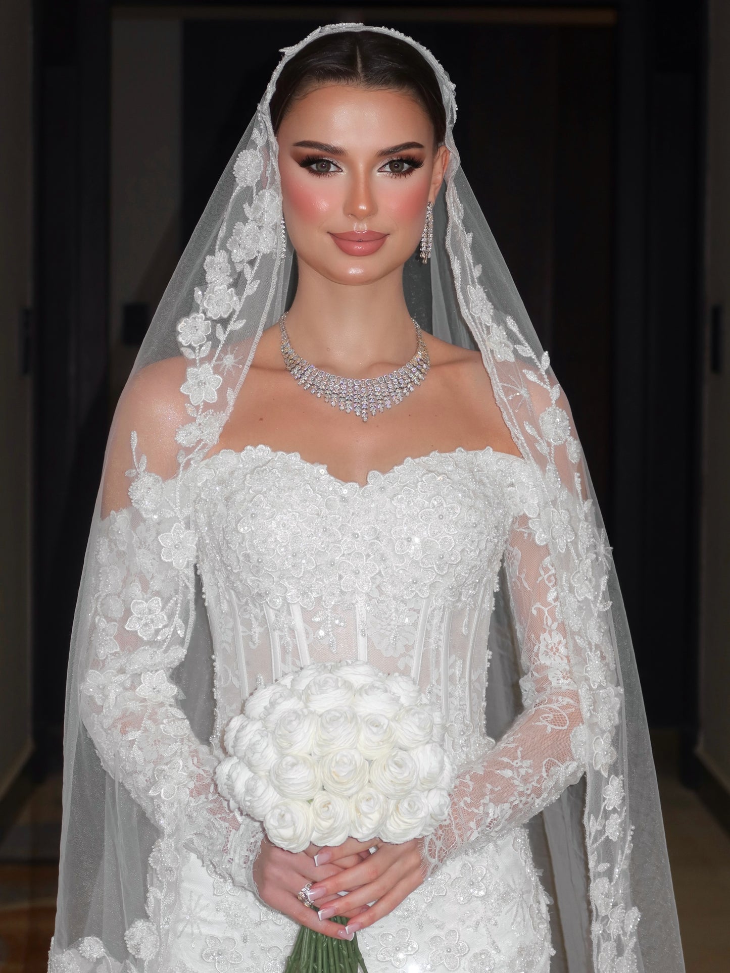 Long Sleeve Corset Lace Mermaid Wedding Dress