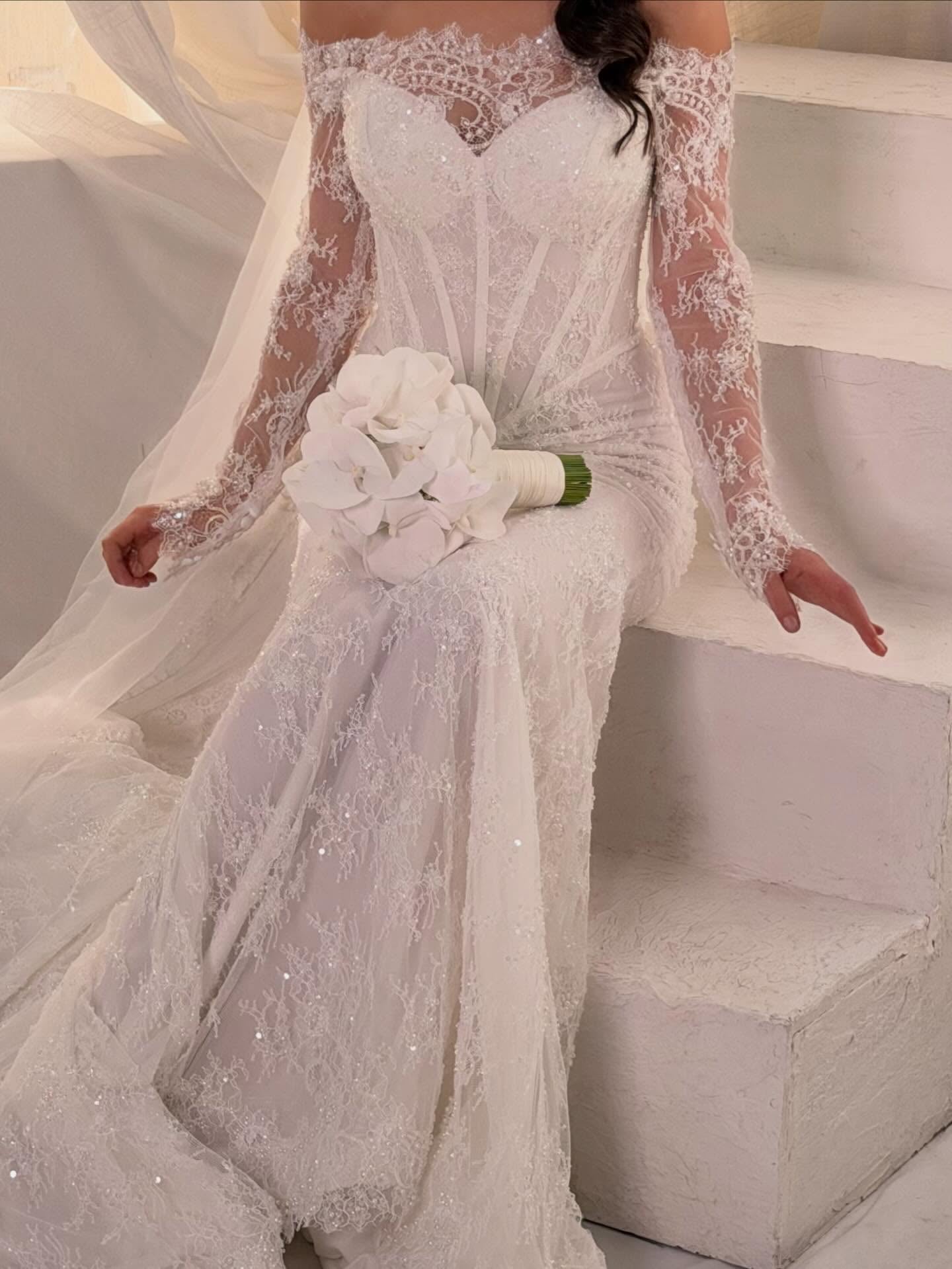 Off-the-Shoulder Corset Lace Mermaid Wedding Dress