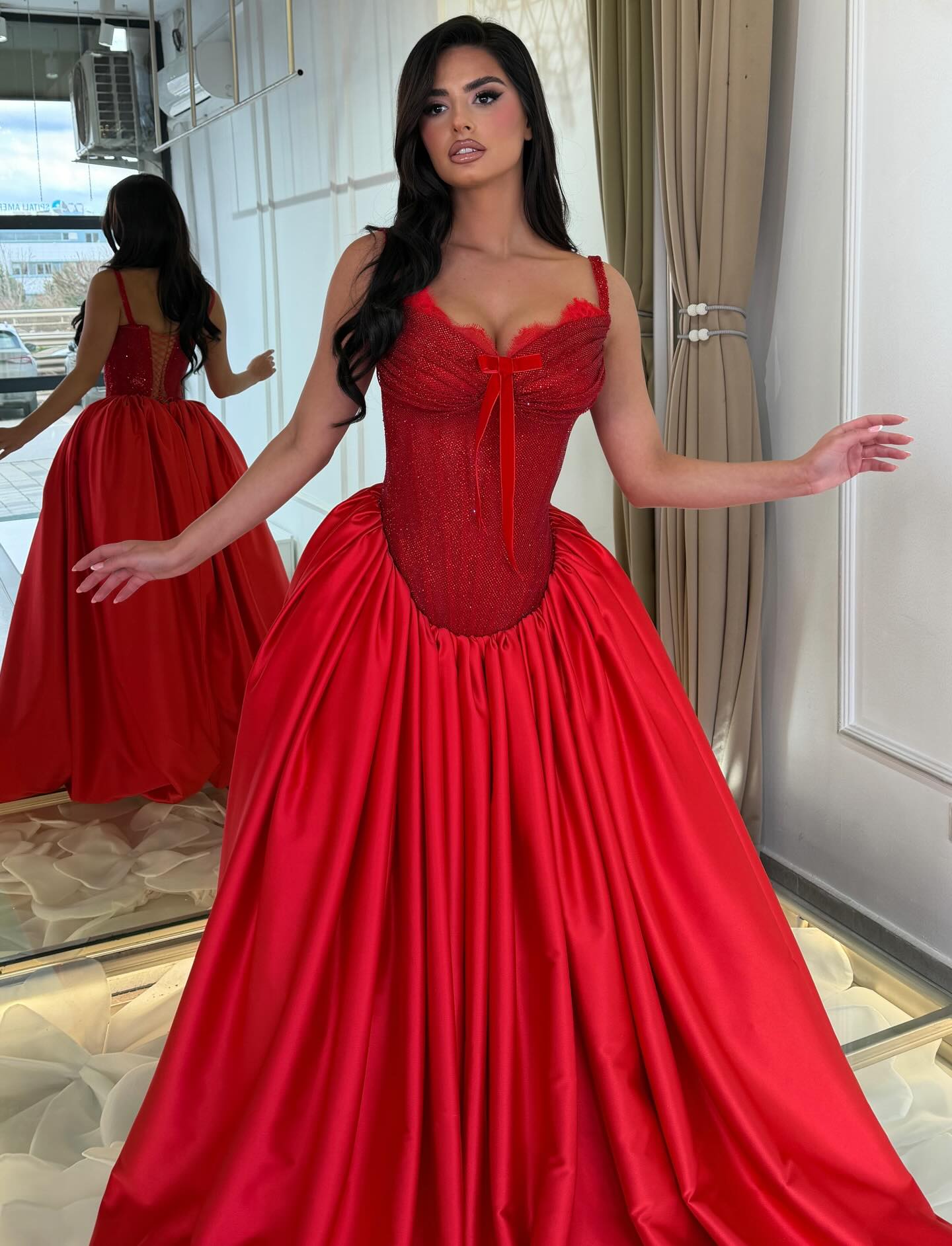 Glitter Corset Satin Ball Gown